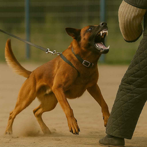 Malinois en position d’attaque